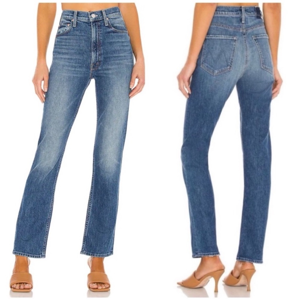 MOTHER Women Jeans Straight Leg in Medium Blue Wash